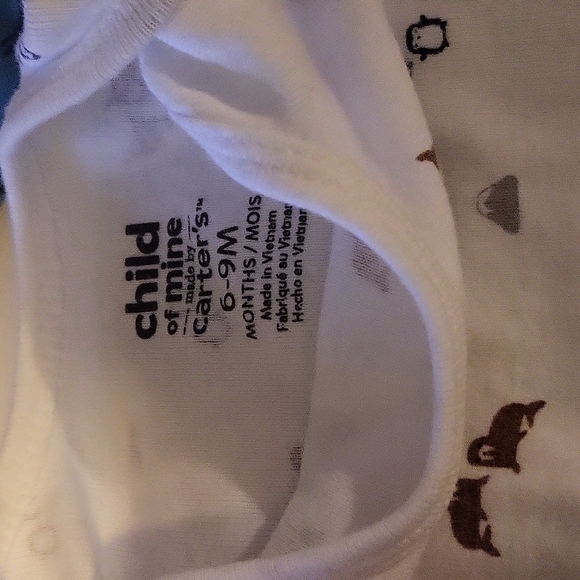 2 pc set Carter's Long Sleeve Bodysuit and Pants 6-9 months White and Gray - Picture 3 of 5